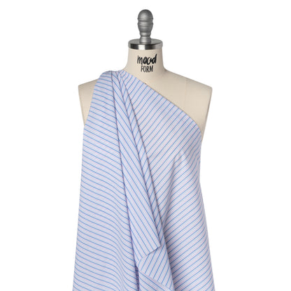 Cotton Shirting - Light Blue, Baby Pink and White Stripes - Deadstock