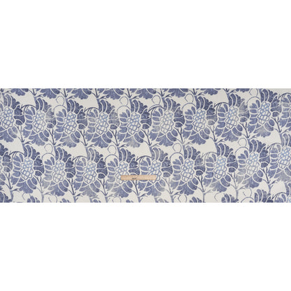 Stretch Linen, Cotton and Viscose Blend Twill Print - Muted Blue and White Floral - Deadstock