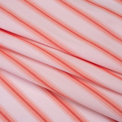 Cotton Shirting - Light Pink and Coral Red Stripes - Deadstock