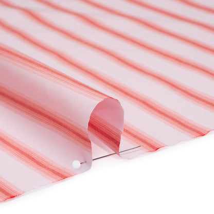 Cotton Shirting - Light Pink and Coral Red Stripes - Deadstock