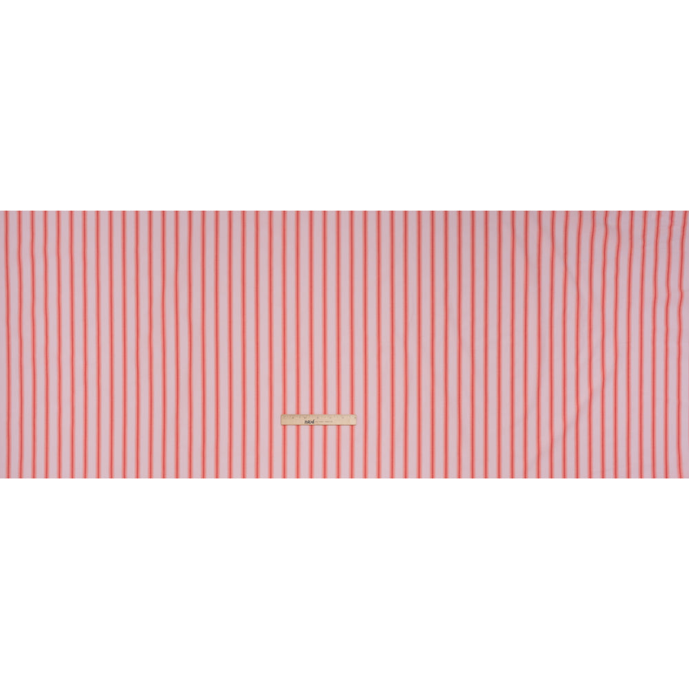 Cotton Shirting - Light Pink and Coral Red Stripes - Deadstock