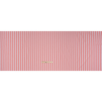Cotton Shirting - Light Pink and Coral Red Stripes - Deadstock