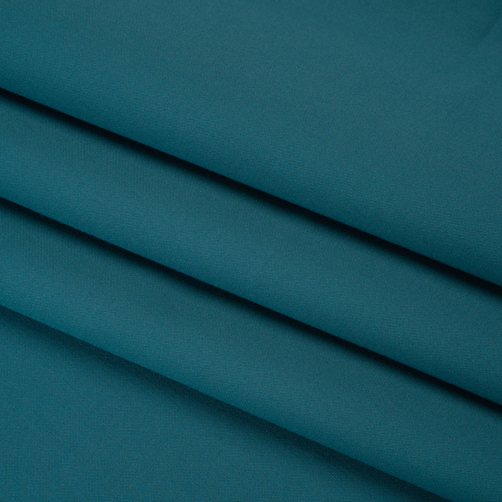 Stretch Recycled Polyester and Viscose Double Cloth - Dusty Teal - Deadstock