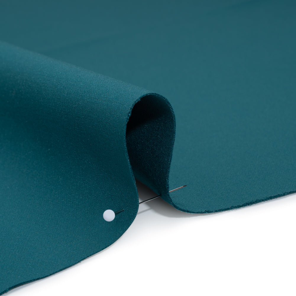 Stretch Recycled Polyester and Viscose Double Cloth - Dusty Teal - Deadstock
