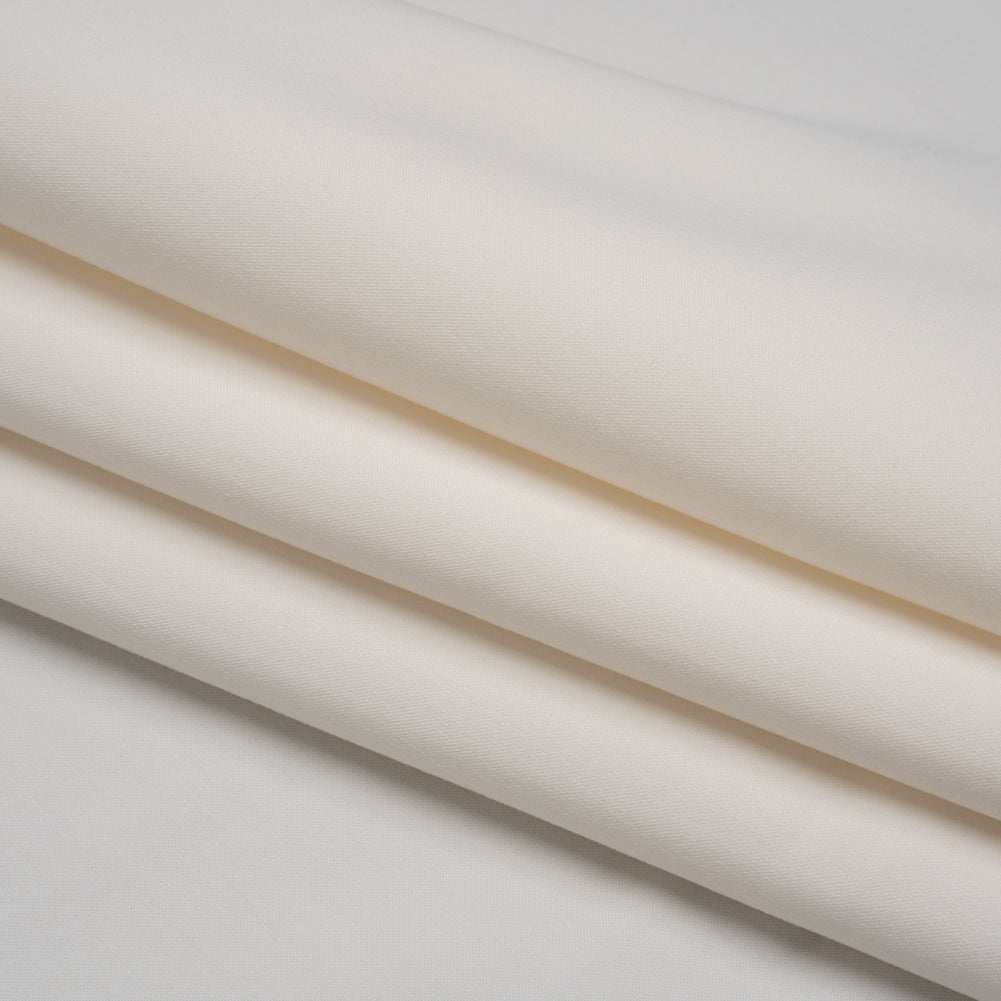 Stretch Recycled Polyester and Viscose Double Cloth - Off White - Deadstock