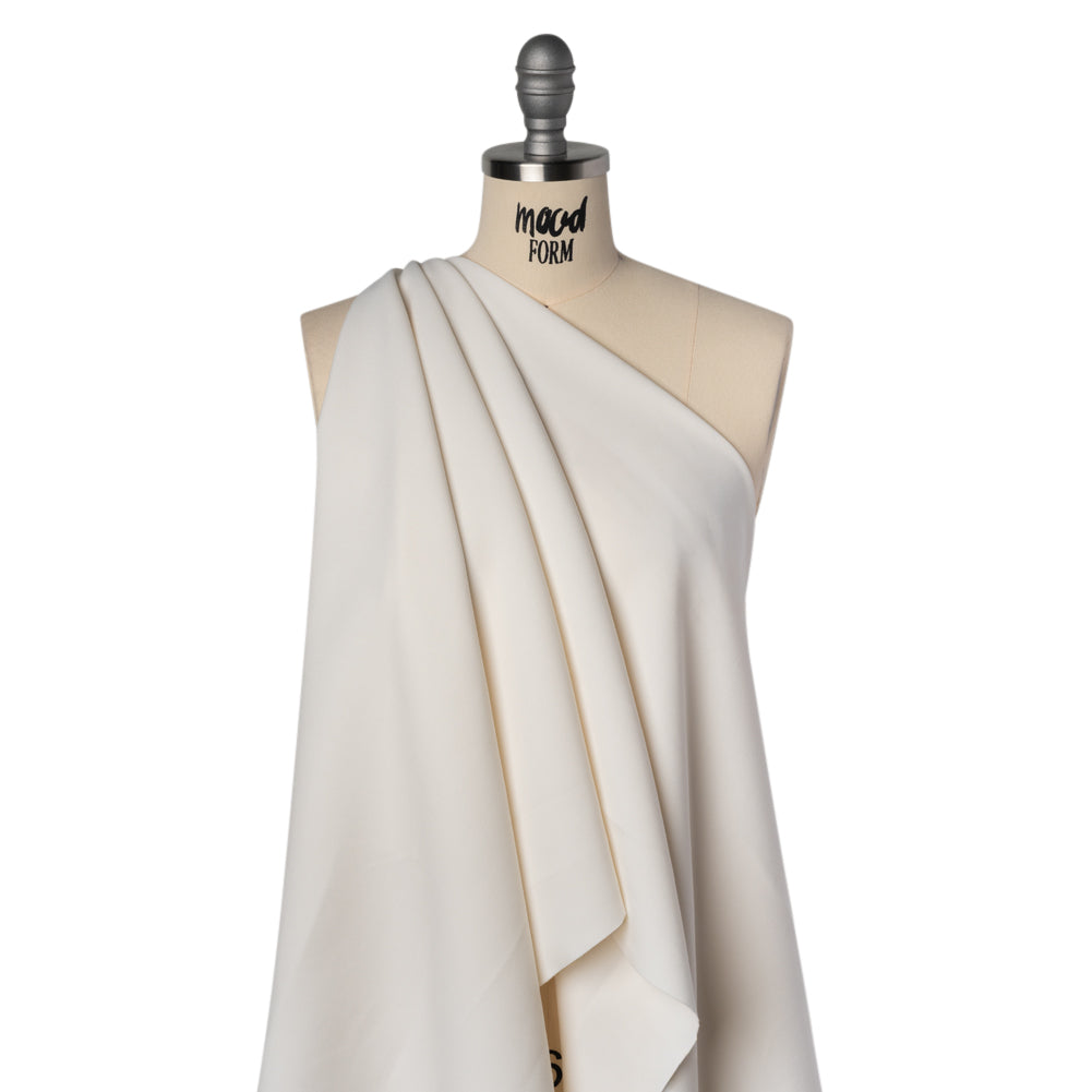 Stretch Recycled Polyester and Viscose Double Cloth - Off White - Deadstock