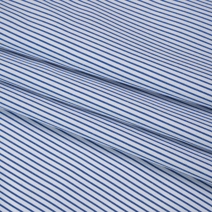 Cotton Shirting - Poseidon Blue and White Stripes - Deadstock