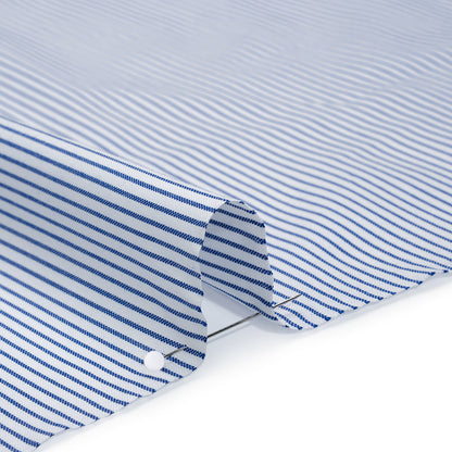 Cotton Shirting - Poseidon Blue and White Stripes - Deadstock