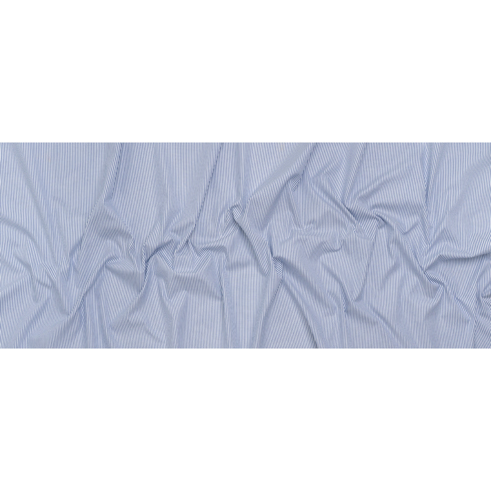 Cotton Shirting - Poseidon Blue and White Stripes - Deadstock