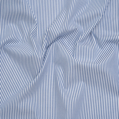 Cotton Shirting - Poseidon Blue and White Stripes - Deadstock