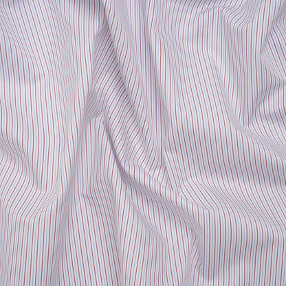 Cotton Twill Shirting - Light Blue, Brown and White Pinstripes - Deadstock