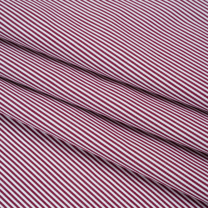 Cotton Shirting - Maroon and White Candy Stripes - Deadstock