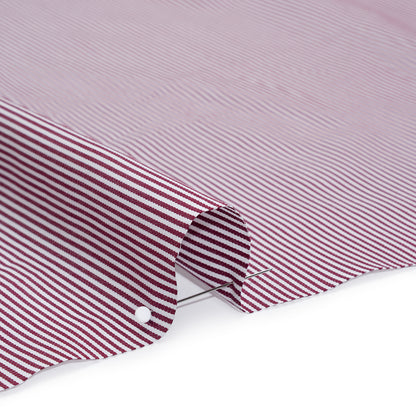 Cotton Shirting - Maroon and White Candy Stripes - Deadstock
