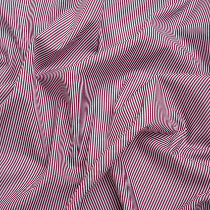 Cotton Shirting - Maroon and White Candy Stripes - Deadstock