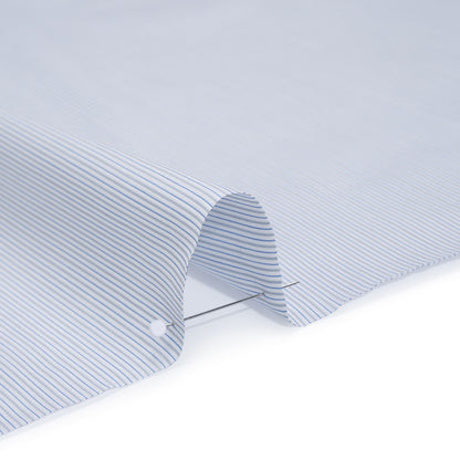 Cotton Twill Shirting - Country Blue, Light Gray and White Stripes