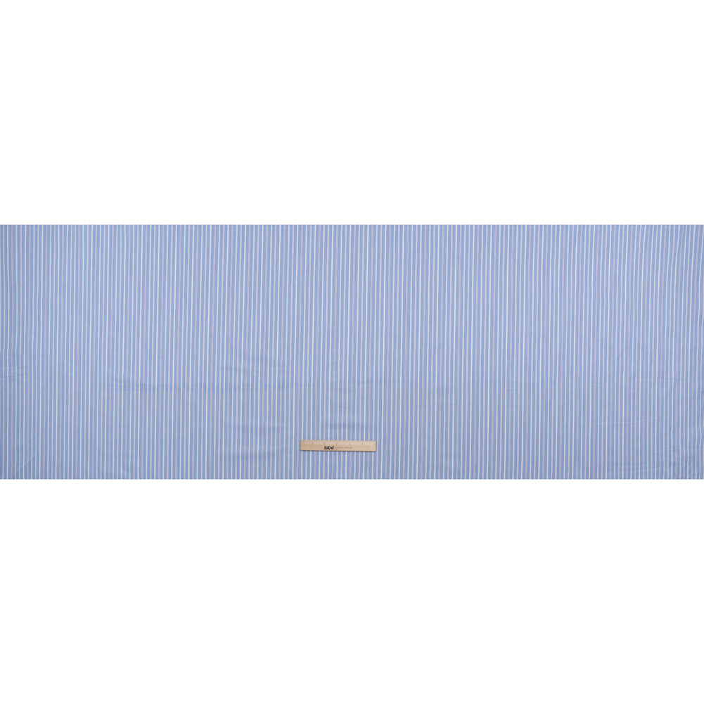 Cotton Twill Shirting - Air Blue, Lavender and White Stripes - Deadstock
