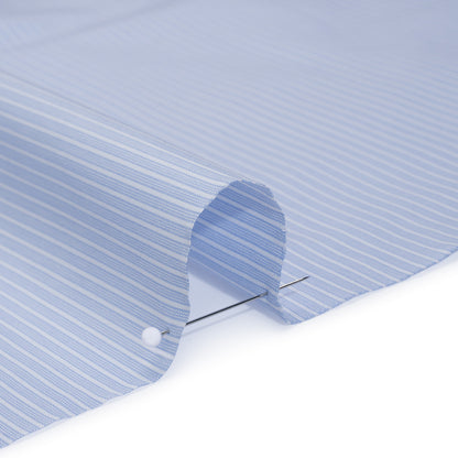 Cotton Poplin Shirting - Sky Blue and White Stripes - Deadstock