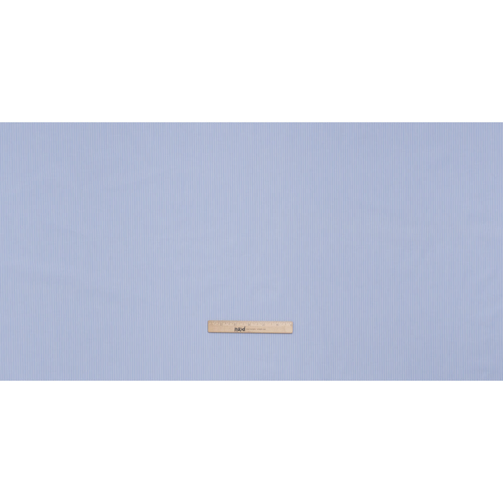 Cotton Poplin Shirting - Sky Blue and White Stripes - Deadstock