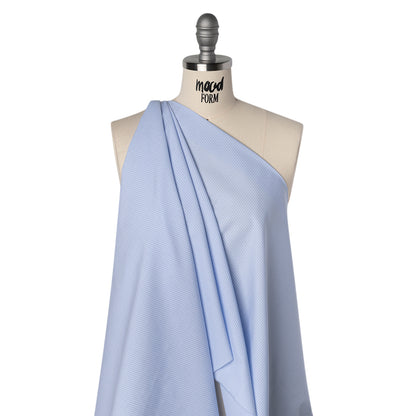 Cotton Poplin Shirting - Sky Blue and White Stripes - Deadstock
