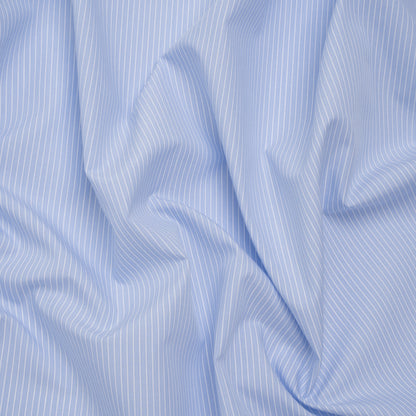 Cotton Poplin Shirting - Sky Blue and White Stripes - Deadstock