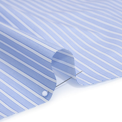Cotton Twill Shirting - Light Blue and White Stripes - Deadstock
