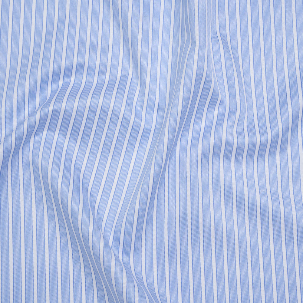 Cotton Twill Shirting - Light Blue and White Stripes - Deadstock