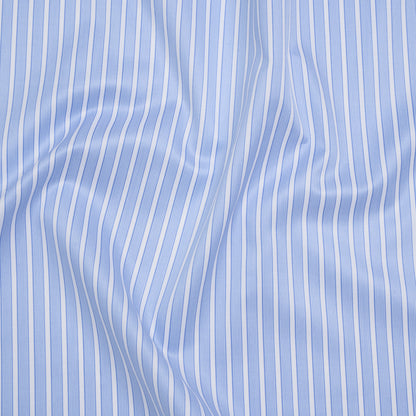 Cotton Twill Shirting - Light Blue and White Stripes - Deadstock