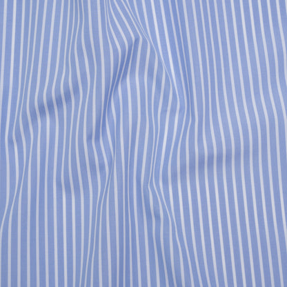 Cotton Poplin Shirting - Country Blue and White Stripes - Designer Deadstock