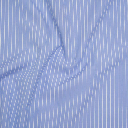 Cotton Poplin Shirting - Country Blue and White Chalk Stripes - Deadstock