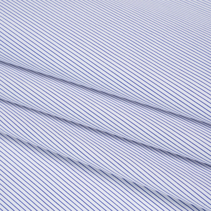 Cotton Poplin Shirting - Dark Blue and White Pinstripes - Deadstock