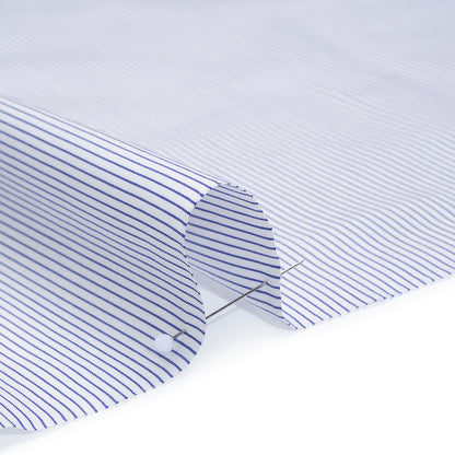 Cotton Poplin Shirting - Dark Blue and White Pinstripes - Deadstock