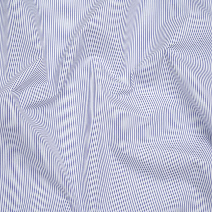 Cotton Poplin Shirting - Dark Blue and White Pinstripes - Deadstock
