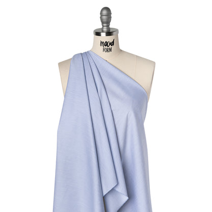 Cotton Twill Shirting - Bright Blue and White Pinstripes - Deadstock
