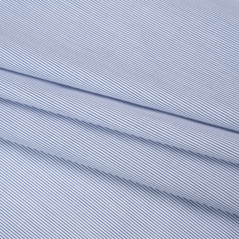 Cotton Shirting - Dark Blue and White Pinstripes - Deadstock
