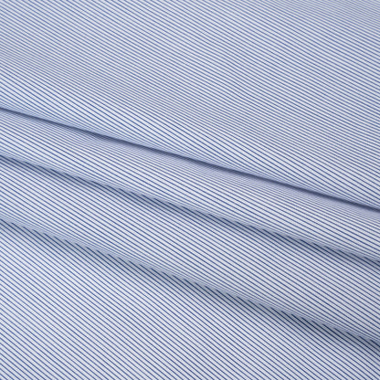 Cotton Shirting - Dark Blue and White Pinstripes - Deadstock