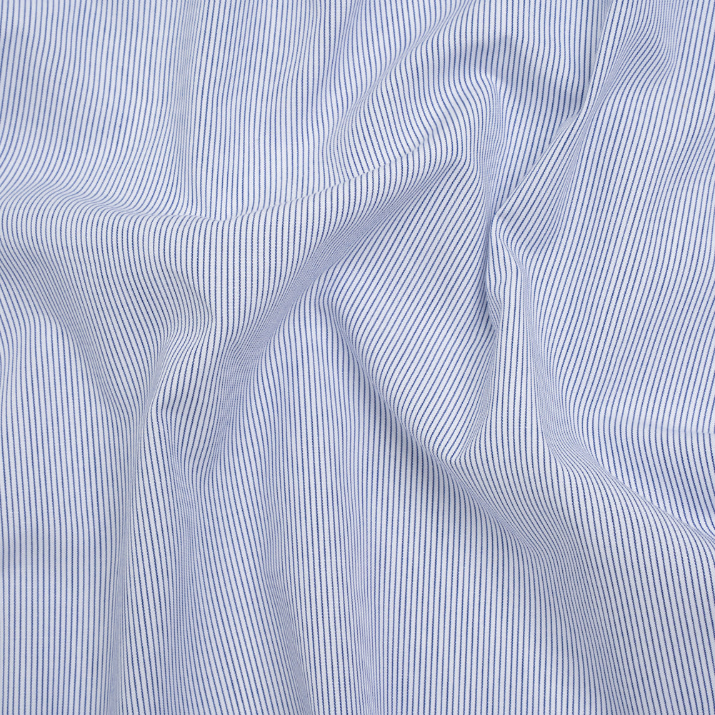 Cotton Shirting - Dark Blue and White Pinstripes - Deadstock
