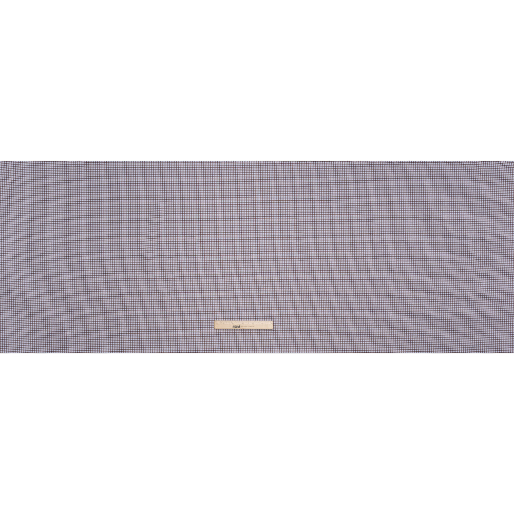Cotton Twill Shirting - Pale Lavender and Warm Brown Checks - Deadstock