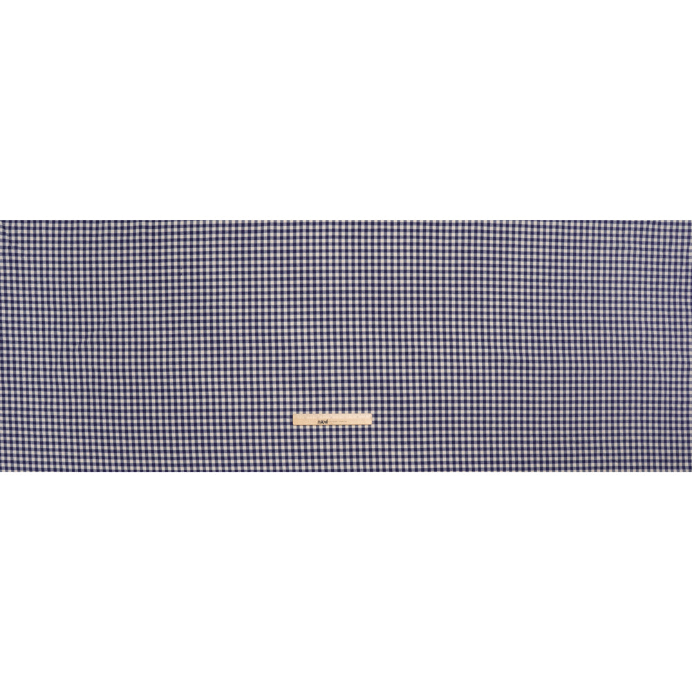 Soft Cotton Twill Shirting - Ultramarine Blue and Cream Gingham Checks - Deadstock