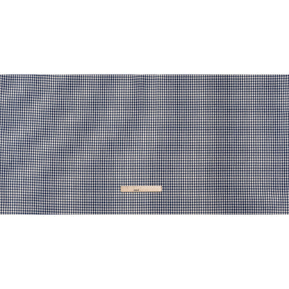 Cotton Homespun Rustic Shirting - Marine Blue and Cream Gingham Check - Deadstock