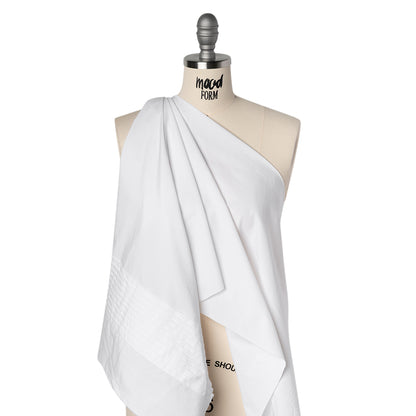 Pintucked Cotton Tuxedo Shirting - White Pintuck Stripe Border - Deadstock
