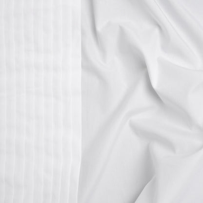 Pintucked Cotton Tuxedo Shirting - White Pintuck Stripe Border - Deadstock