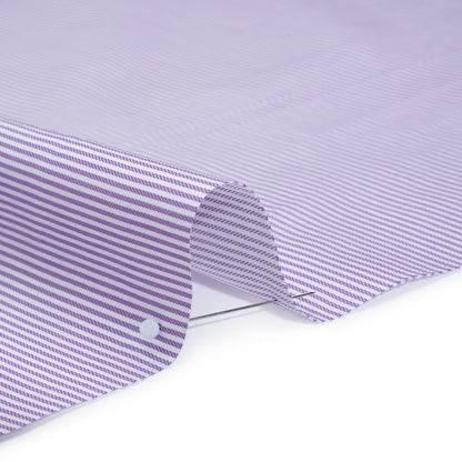 Cotton Herringbone Twill Shirting - Lavender and White Stripes - Deadstock