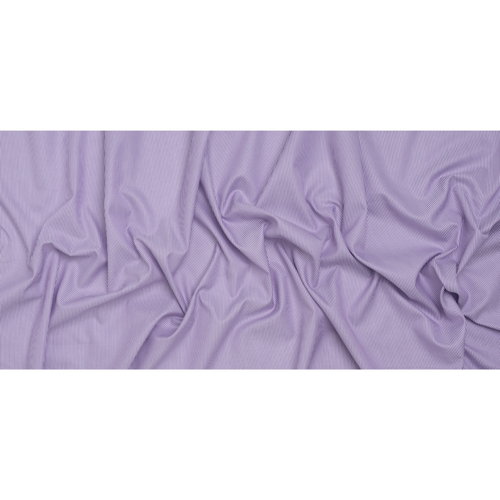 Cotton Herringbone Twill Shirting - Lavender and White Stripes - Deadstock