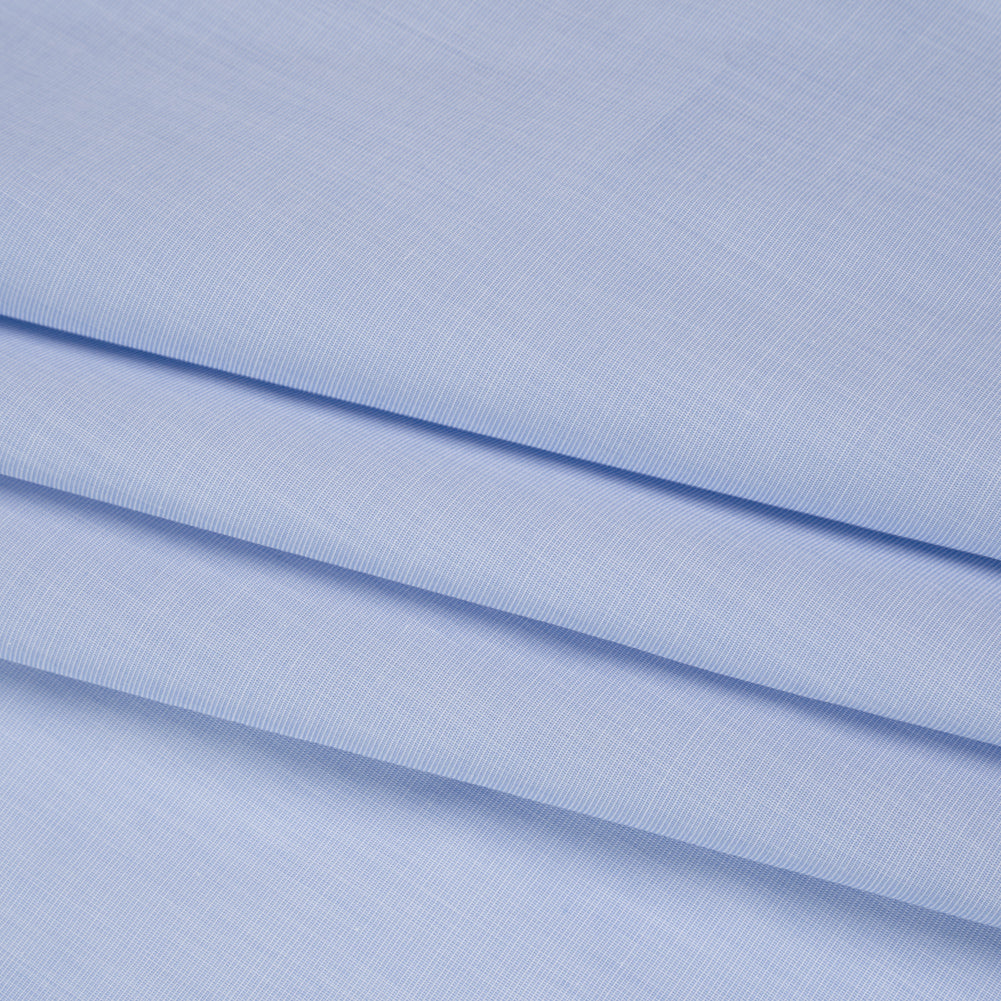 Woven Cotton Shirting - Sky Blue and White Heathered - Deadstock