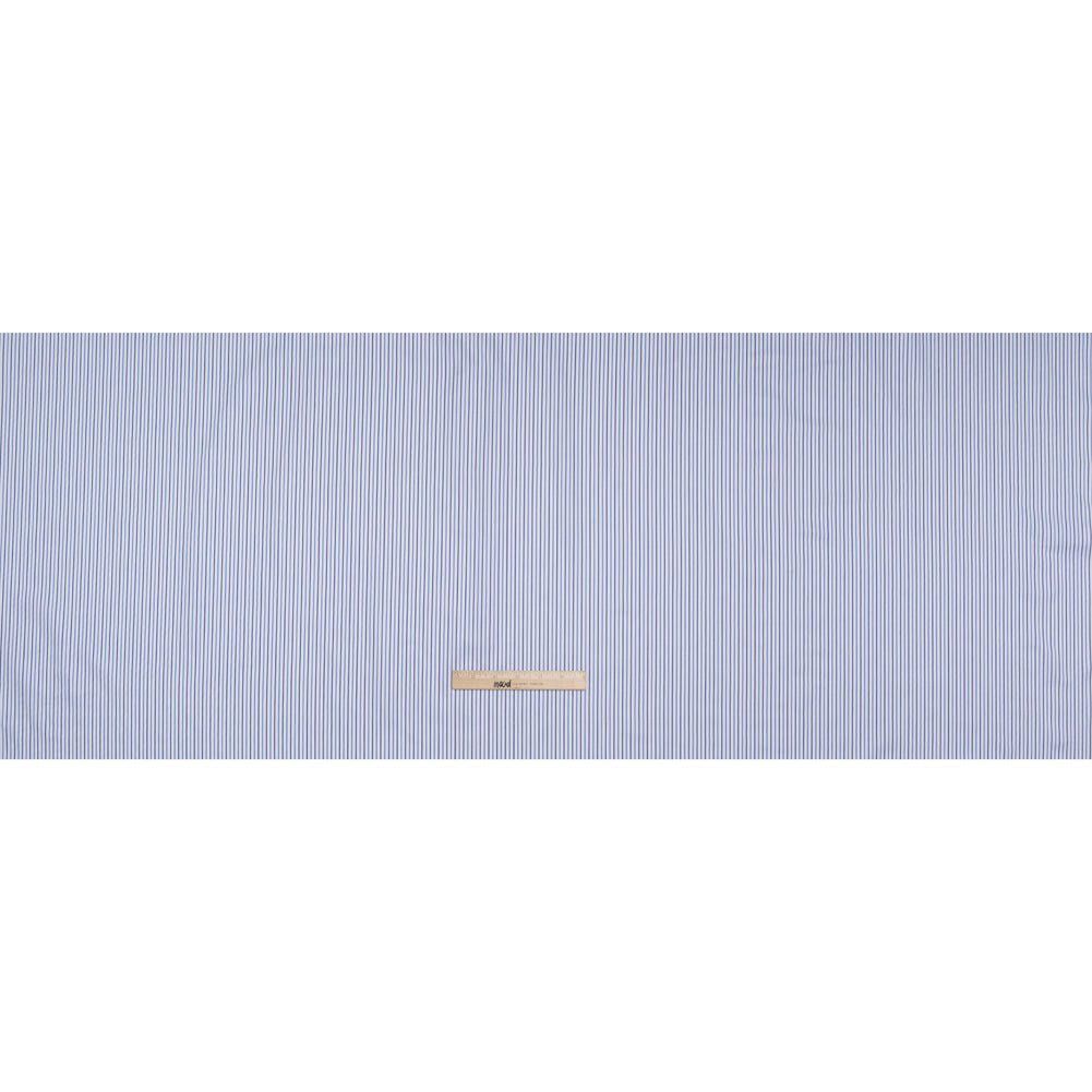 Cotton Twill Shirting - Country Blue, Navy and White Stripes - Deadstock - Full