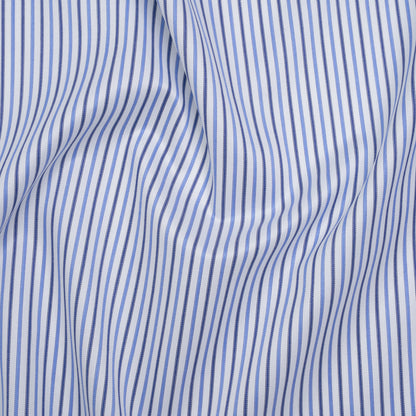 Cotton Twill Shirting - Country Blue, Navy and White Stripes - Deadstock