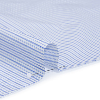 Cotton Twill Shirting - Blue and White Alternating Thick and Thin Stripes - Deadstock