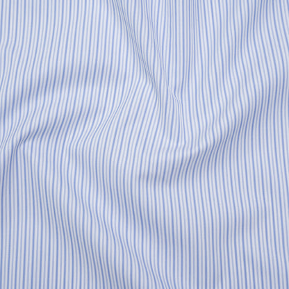 Cotton Twill Shirting - Blue and White Alternating Thick and Thin Stripes - Deadstock