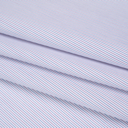 Cotton Twill Shirting - Blue, Purple and White Pinstripes - Deadstock