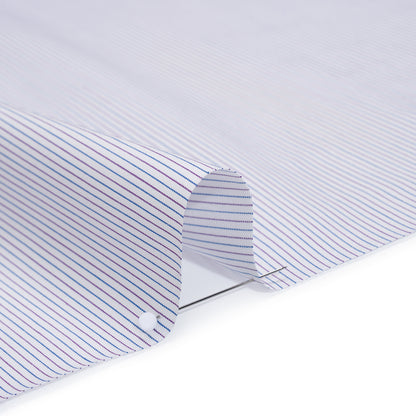 Cotton Twill Shirting - Blue, Purple and White Pinstripes - Deadstock